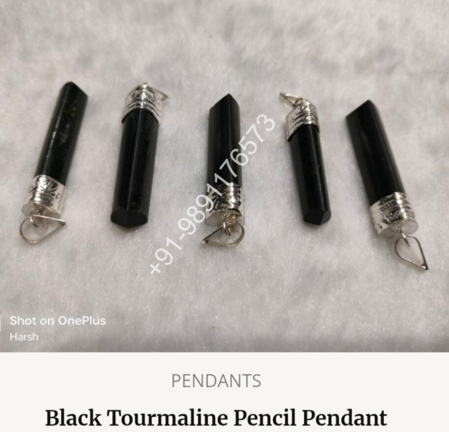BLACK TOURMALINE PENCIL PENDANT